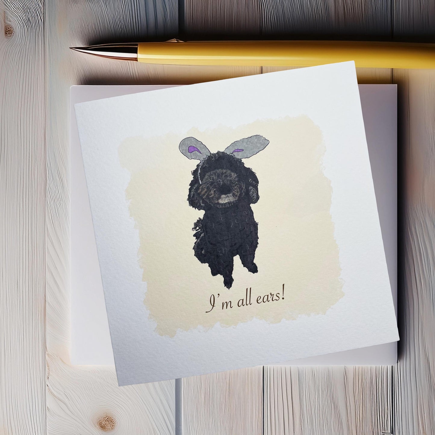 Poodle celebration card: I'm all ears