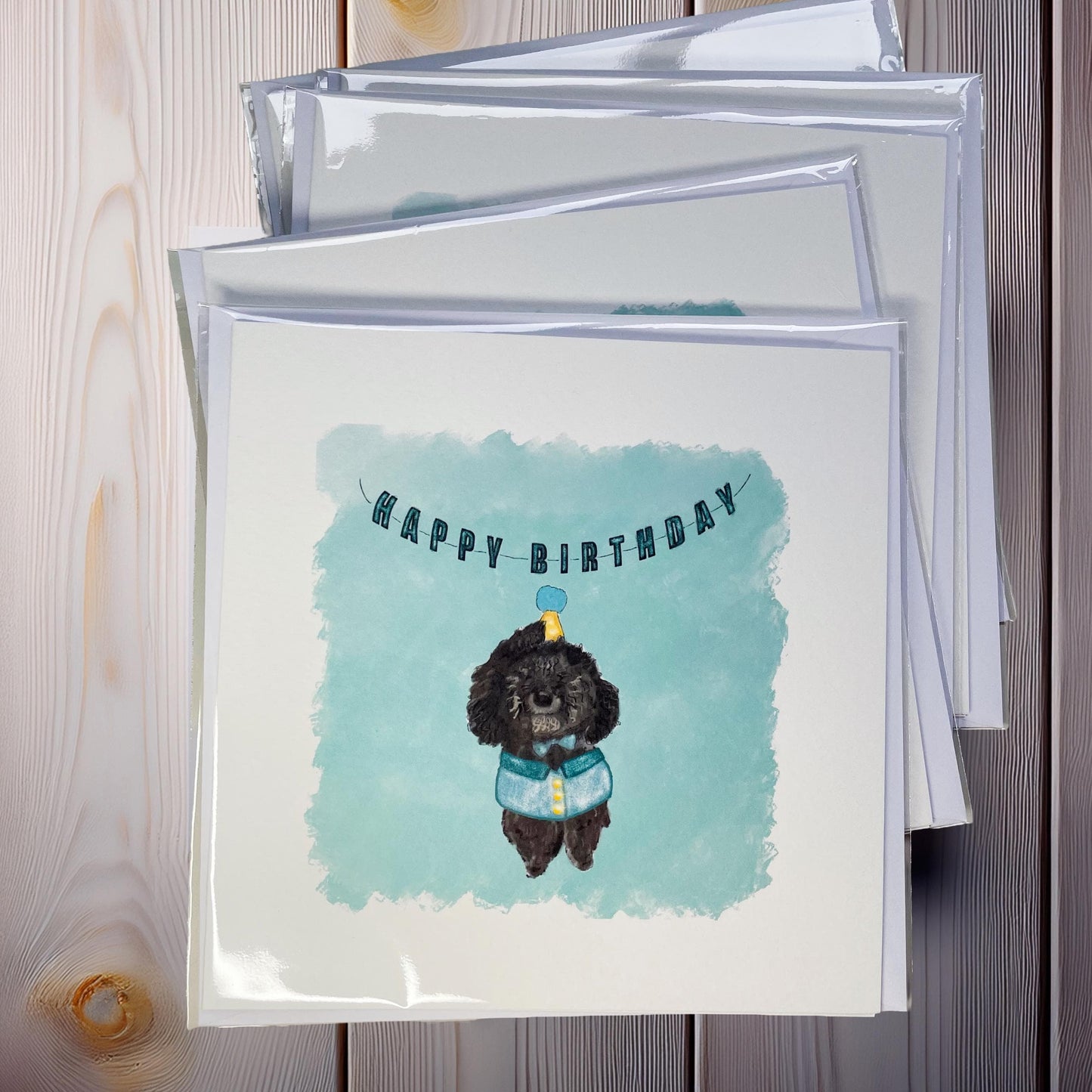 Poodle celebration card: Happy Birthday
