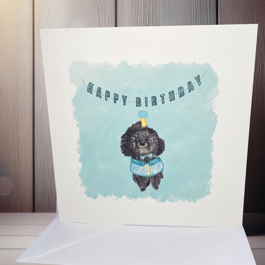 Poodle celebration card: Happy Birthday
