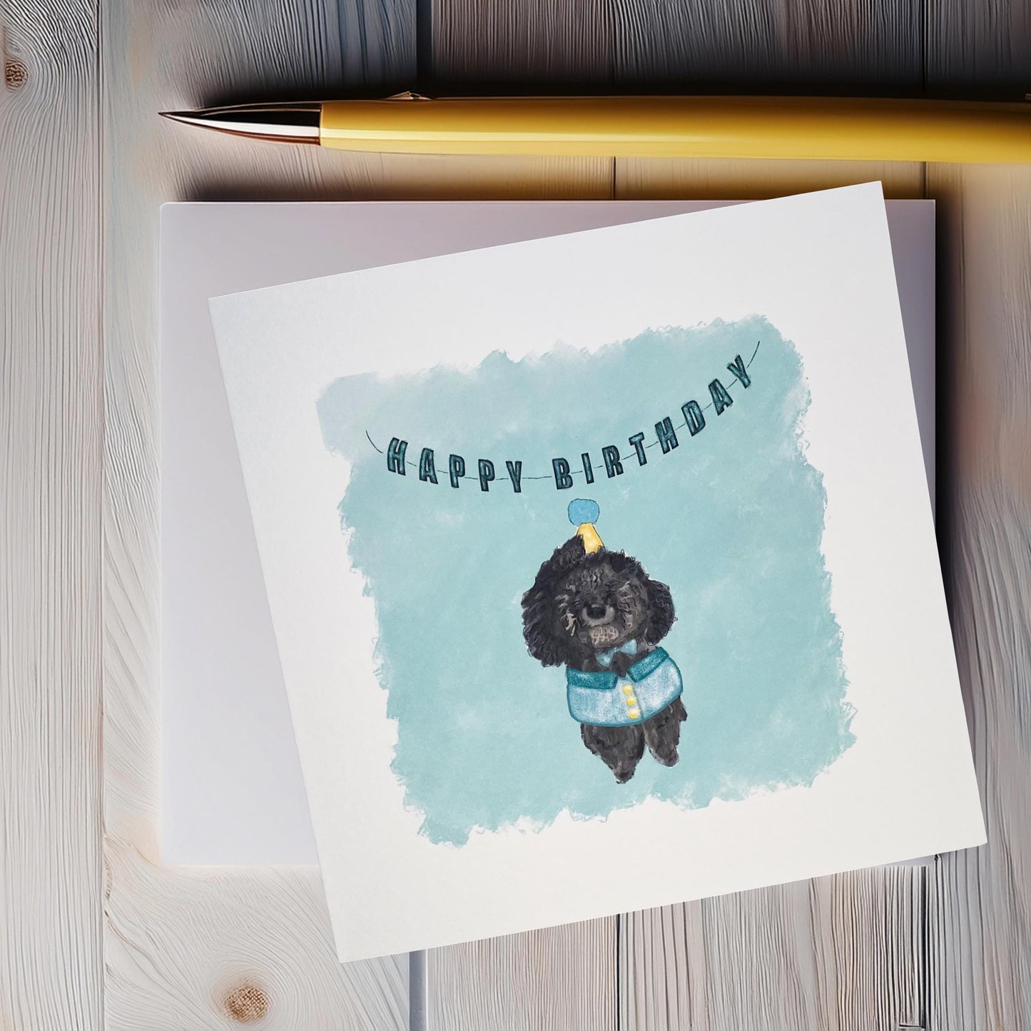 Poodle celebration card: Happy Birthday