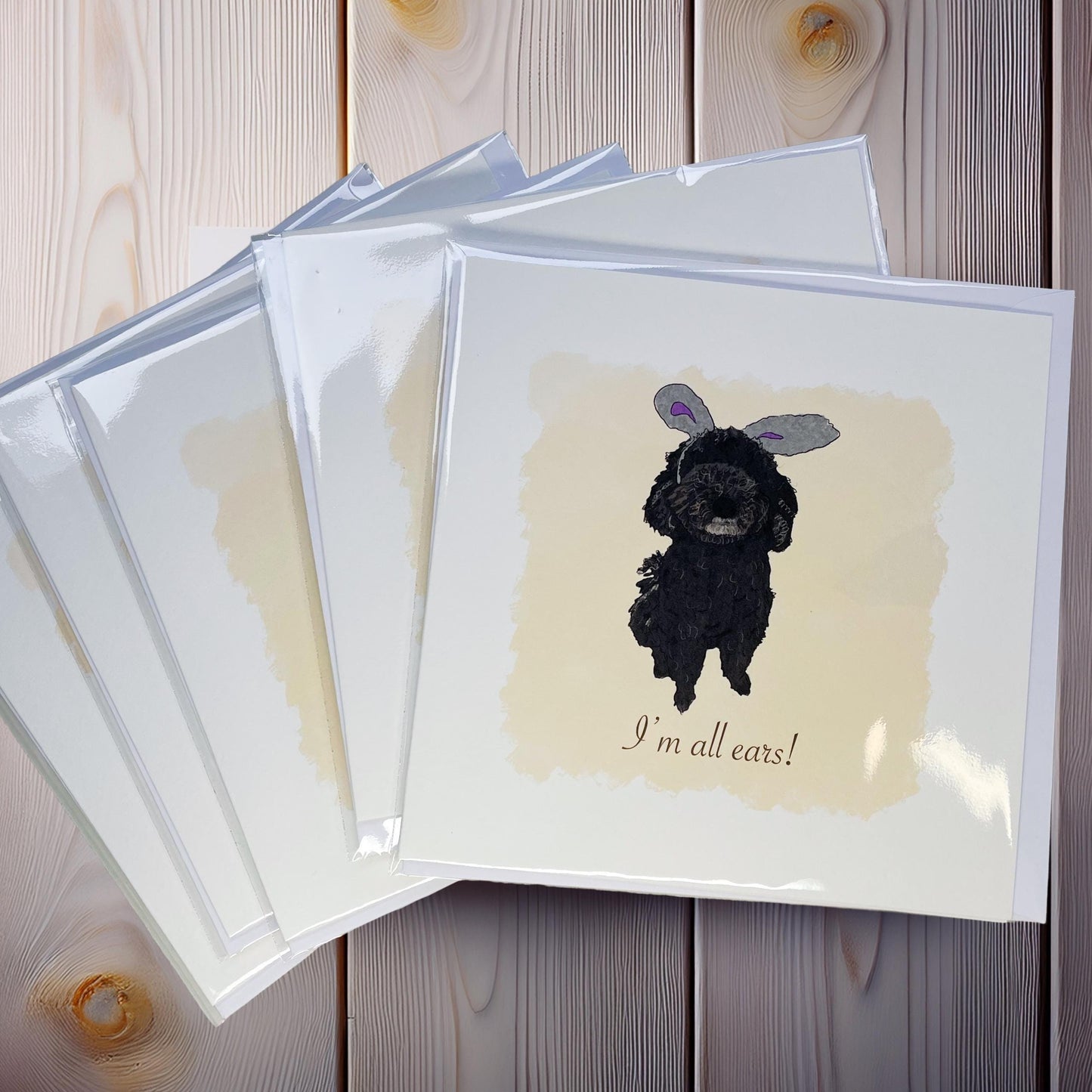 Poodle celebration card: I'm all ears
