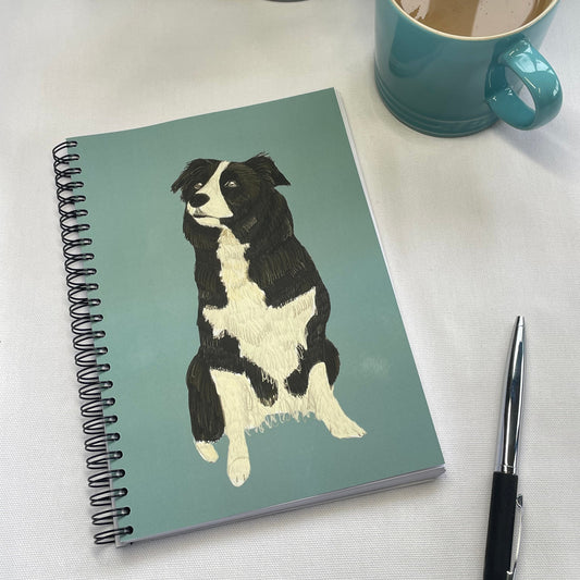 Border Collie Notebook | Sea Blue | Wire bound | A5