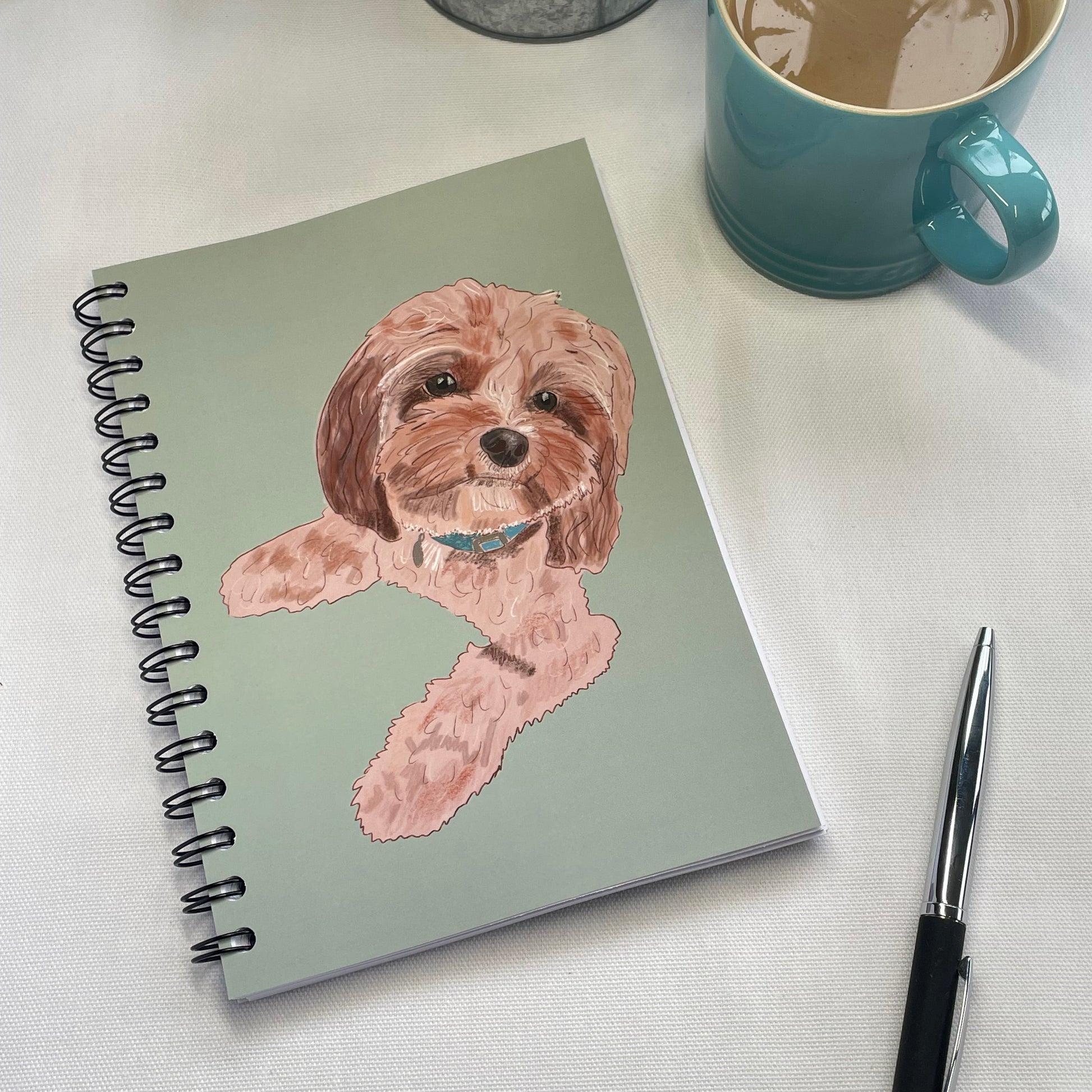 Cavapoo Notebook | Wire bound | Green | A5 | Snow Fox Arts