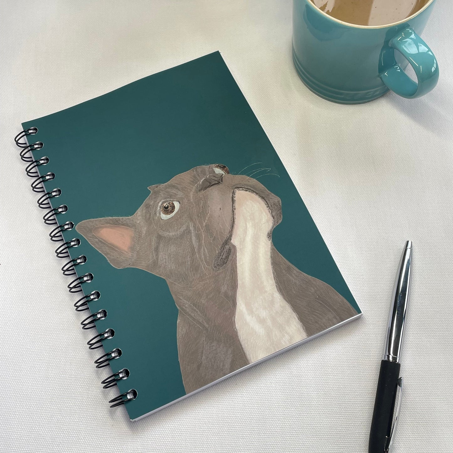 French Bulldog Notebook | Sea Green | Wire bound | A5