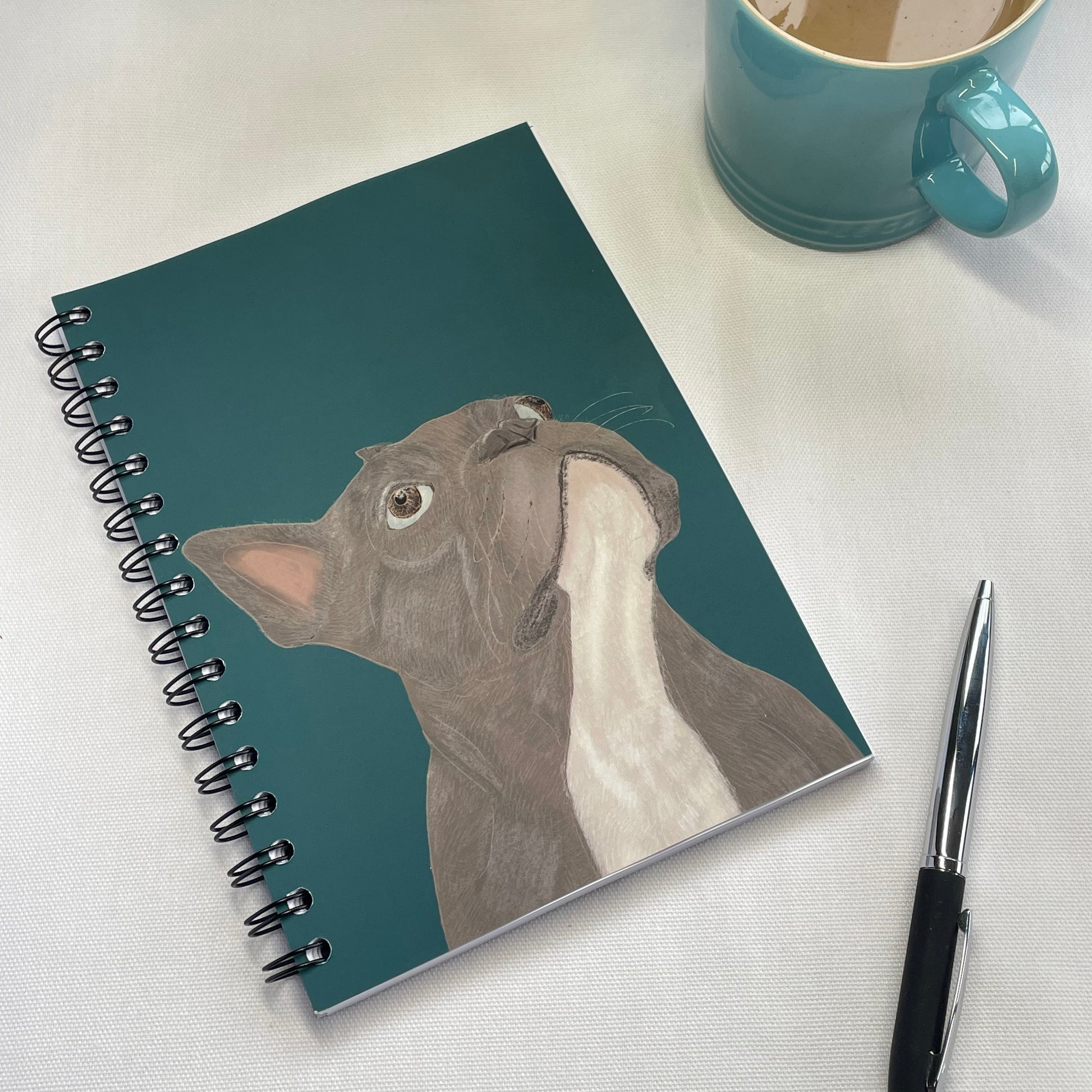 French Bulldog Notebook | Sea Green | Wire bound | A5