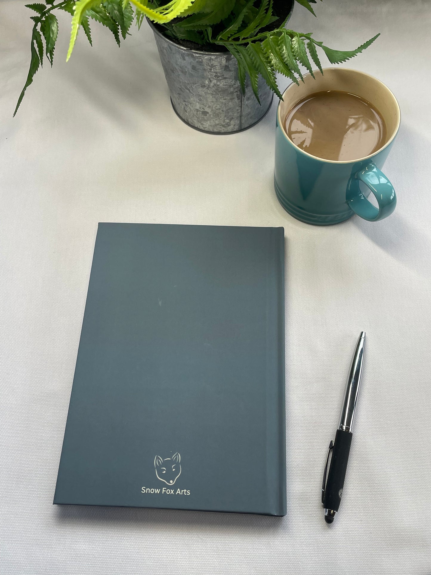 Grey-blue hardback Journal | A5 | Reverse |Snow Fox Arts