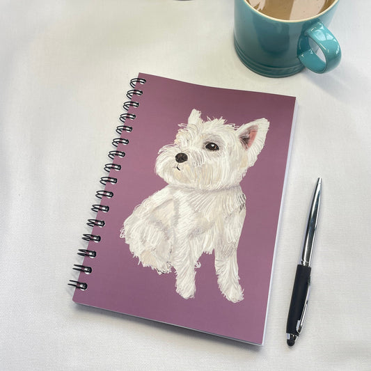 Westie Notebook | Lilac | Wire bound | A5 | Snow Fox Arts