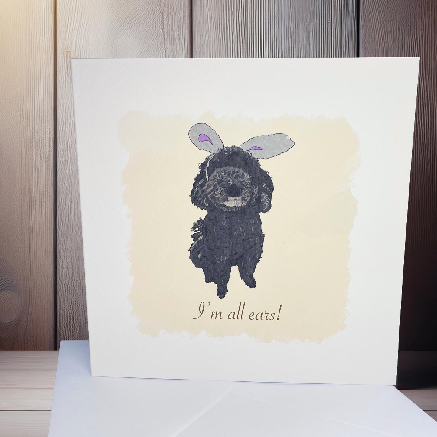 Poodle celebration card: I'm all ears