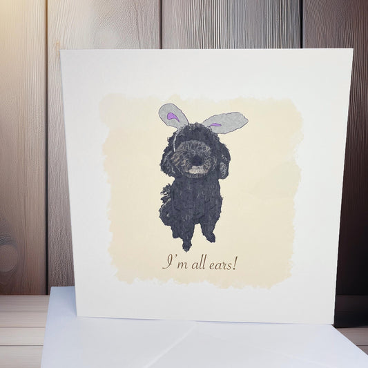 Poodle celebration card: I'm all ears
