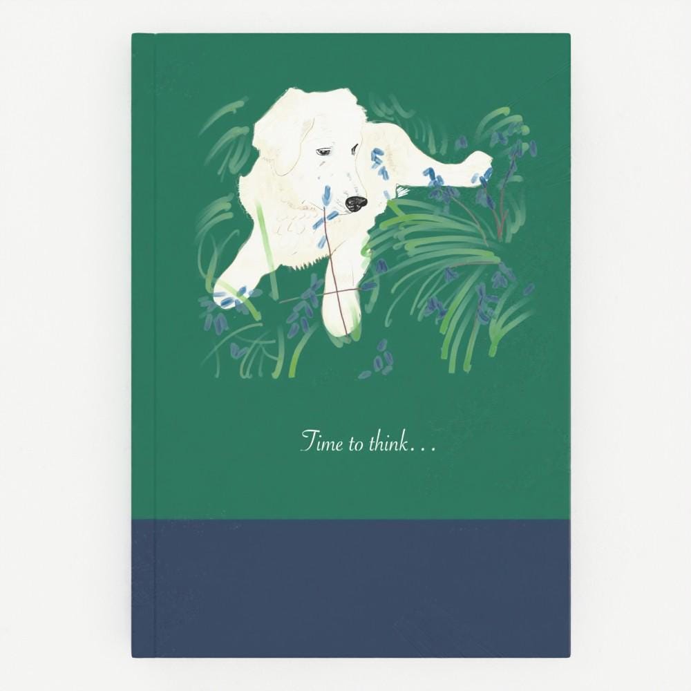 Golden Retriever Journal: Time to think (A5, ruled paper)