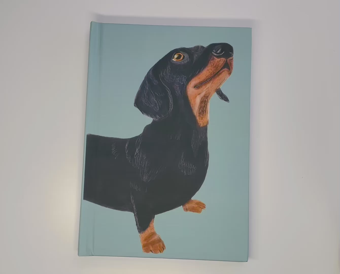 Video of Dachshund Journal Hardback A5 Dusty Blue by Snow Fox Arts