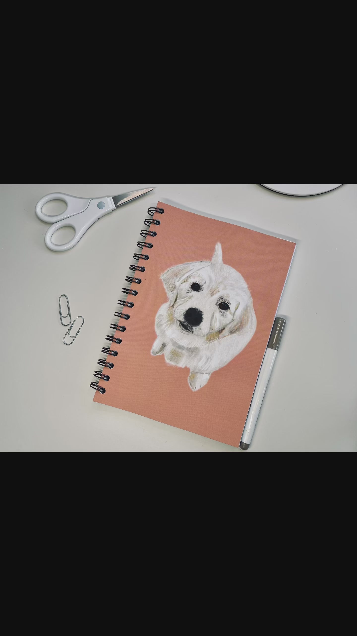 Golden Retriever Puppy Notebook| Dusty Pink | Softback | A5 | Wirebound | Video | Snow Fox Arts