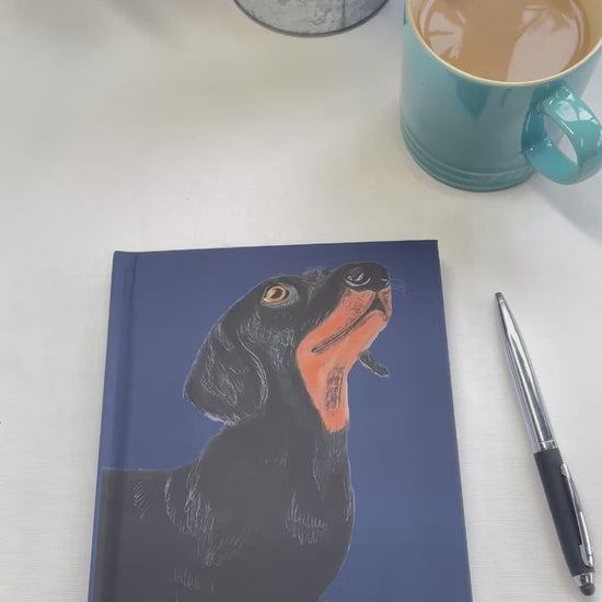 Video of Dachshund Journal Hardback A5 Deep Blue by Snow Fox Arts