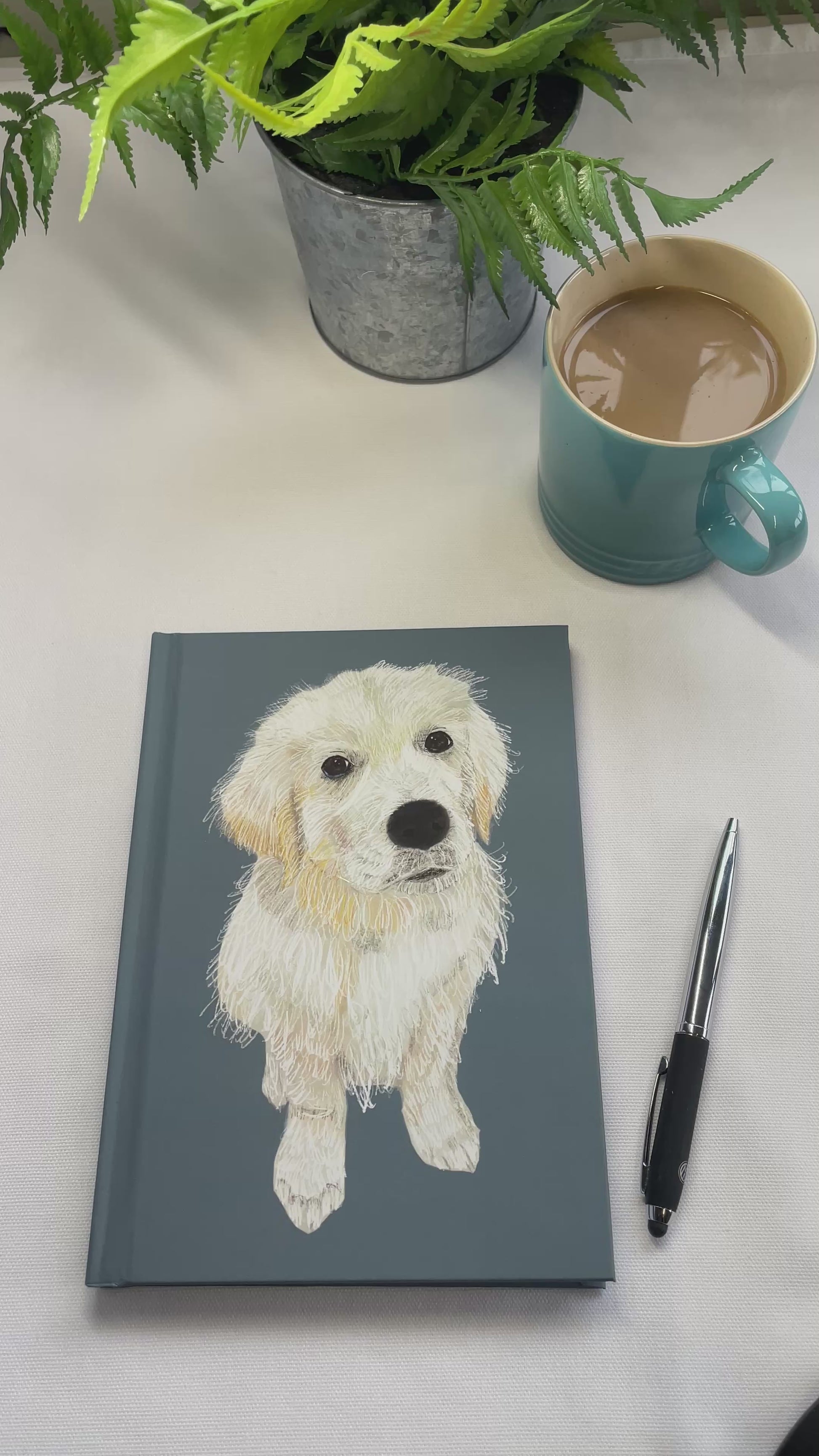 Golden Retriever Journal | Grey-Blue | Hardback | A5 | Snow Fox Arts