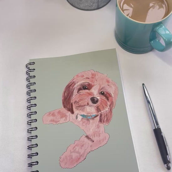 Cavapoo Notebook | Wire bound | Green | A5 | video | Snow Fox Arts