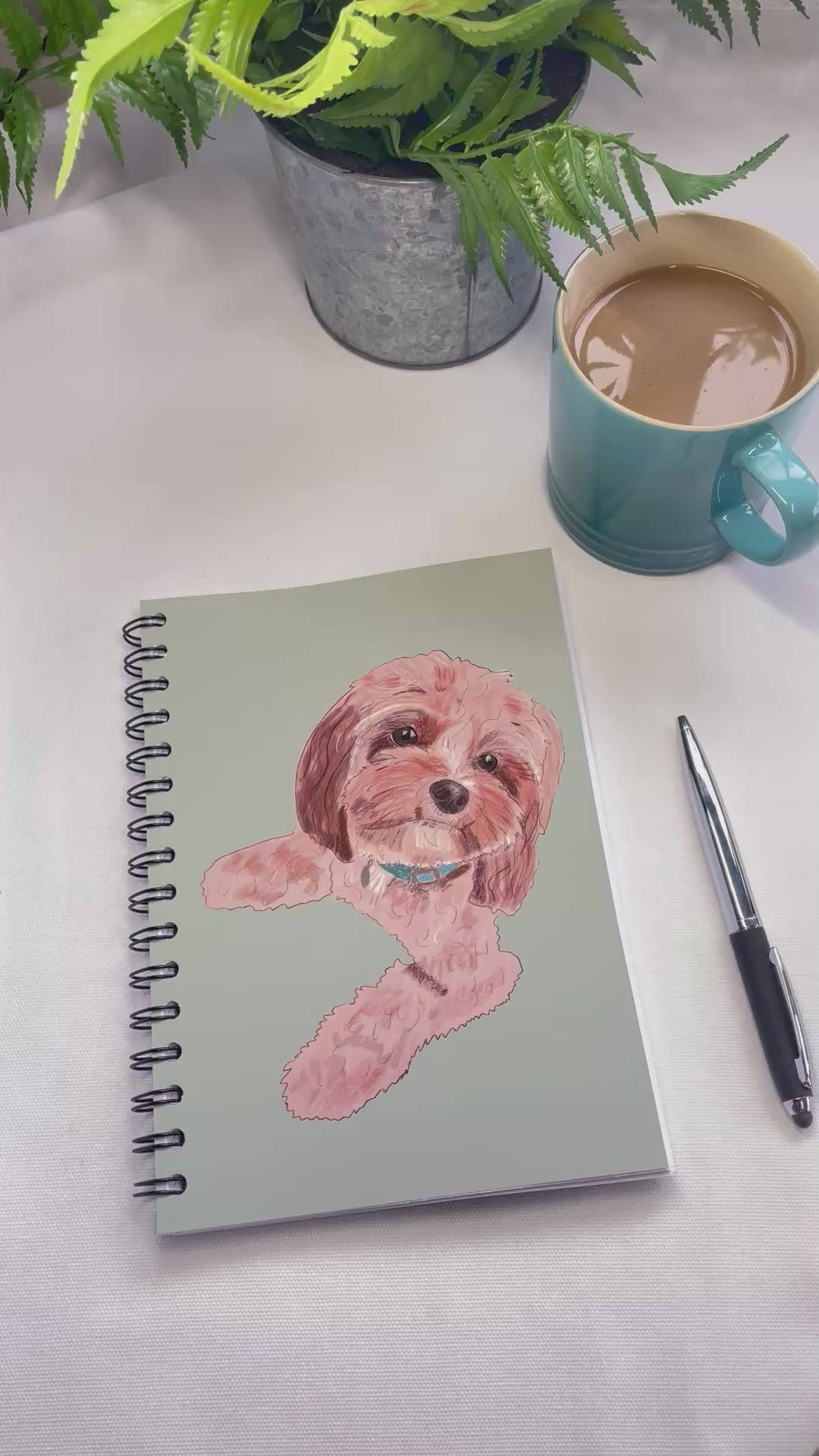 Cavapoo Notebook | Wire bound | Green | A5 | video | Snow Fox Arts