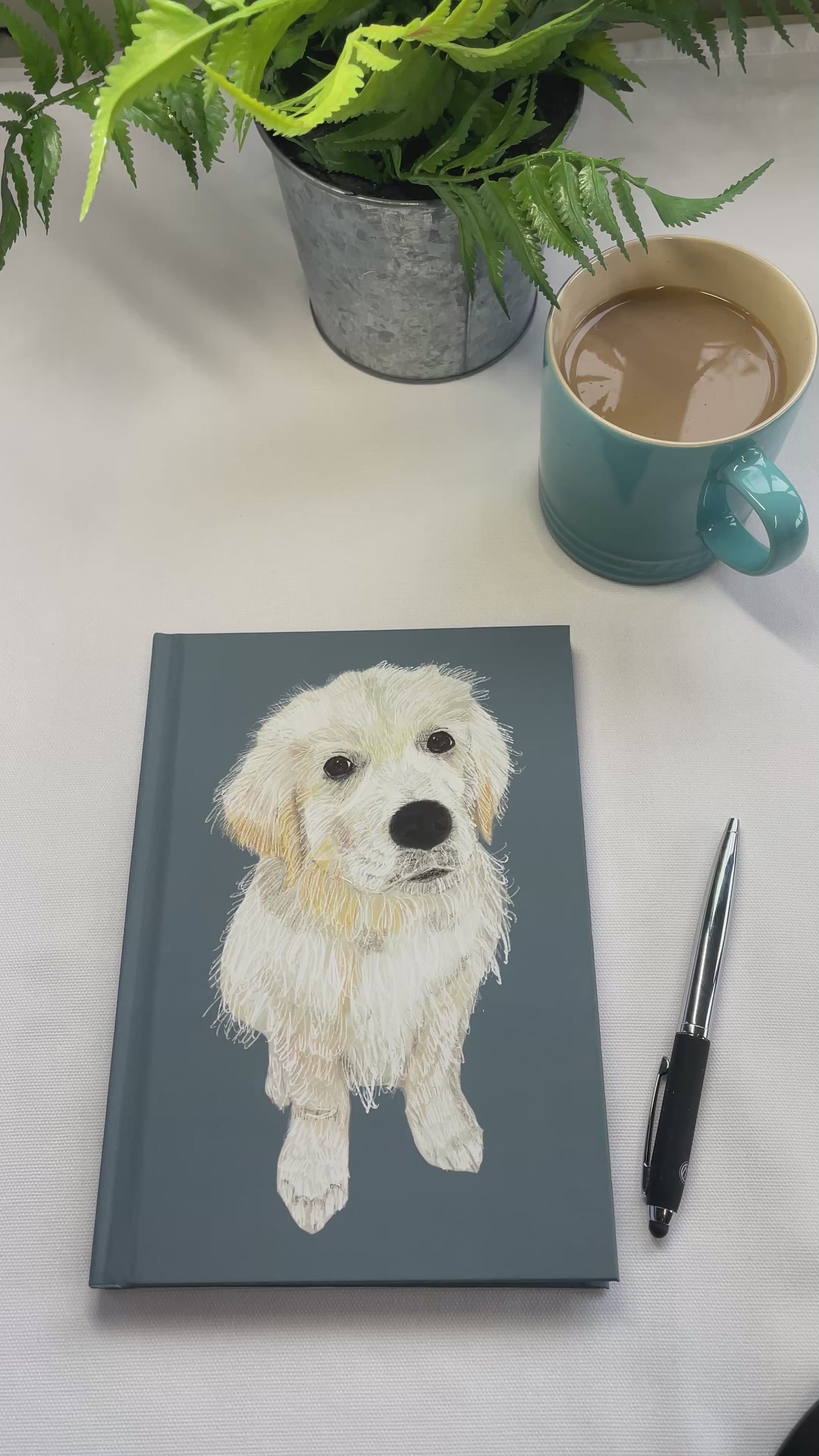 Golden Retriever Journal | Grey Blue | A5 | Hardback | Snow Fox Arts