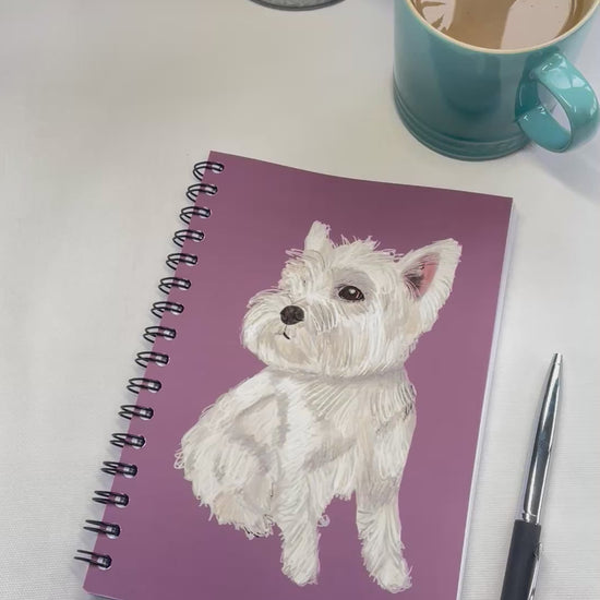 Westie Notebook | Lilac | Wire bound | A5 | Snow Fox Arts
