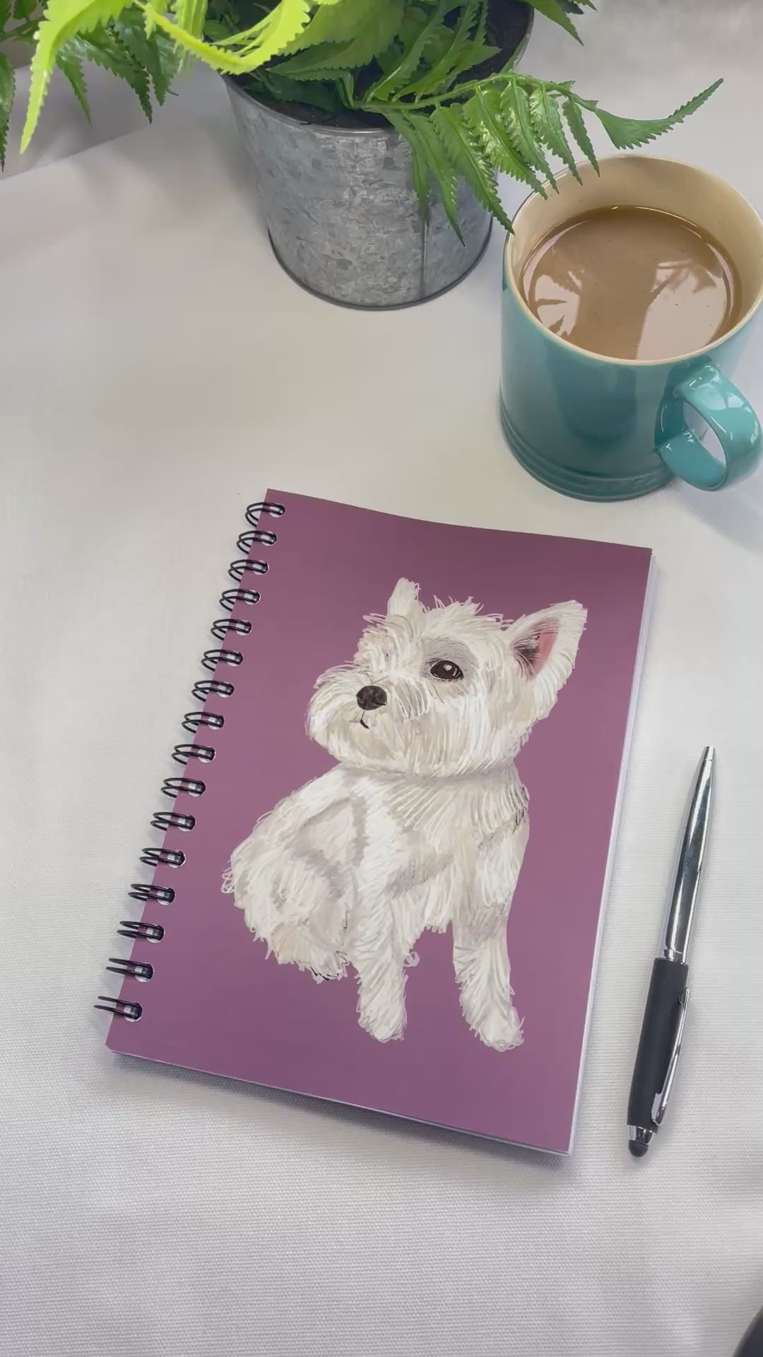 Westie Notebook | Lilac | Wire bound | A5 | Snow Fox Arts